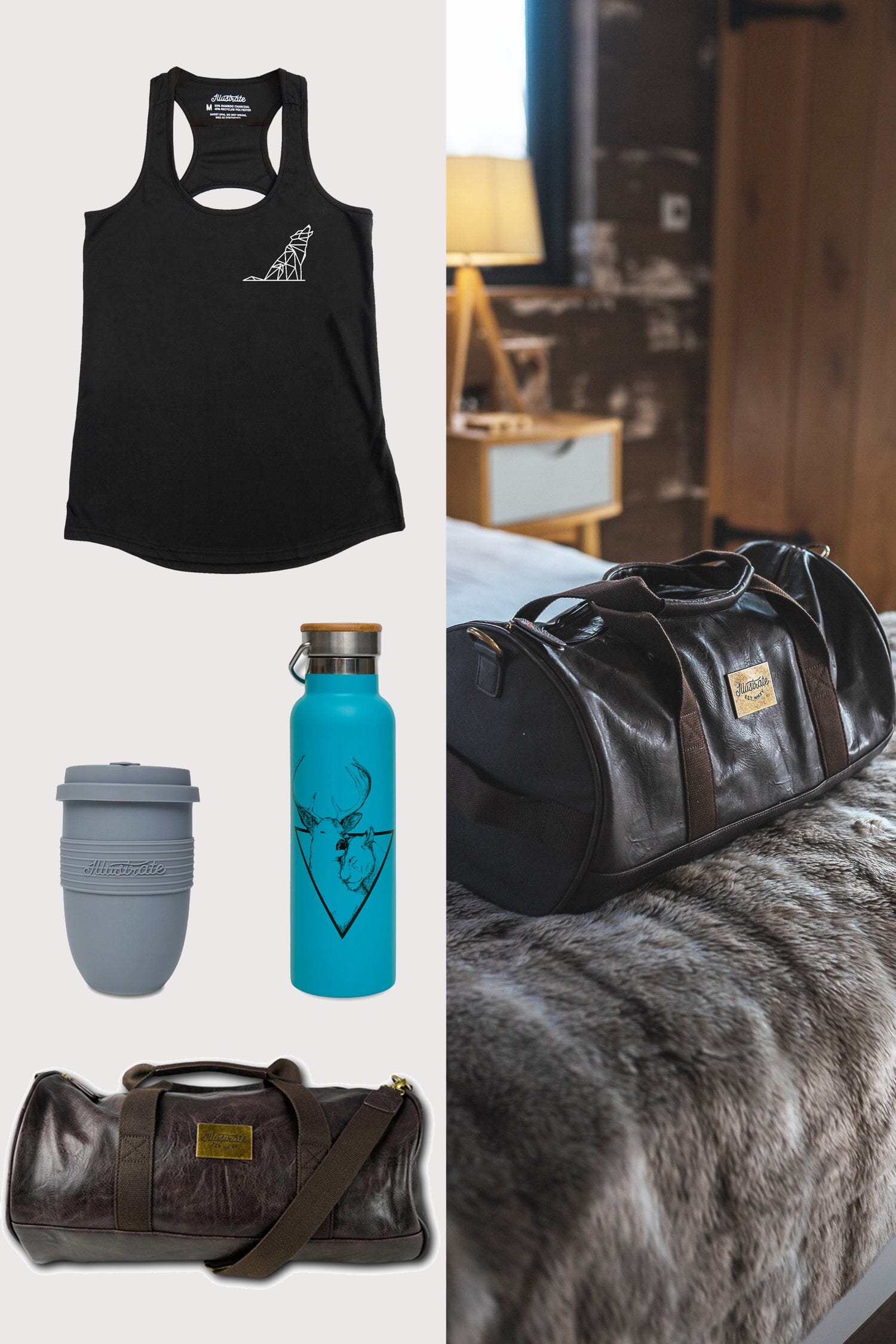 Women's Gym Gift Set | Duffel Bag | Sports T-shirt | Bottle | Travel Cup