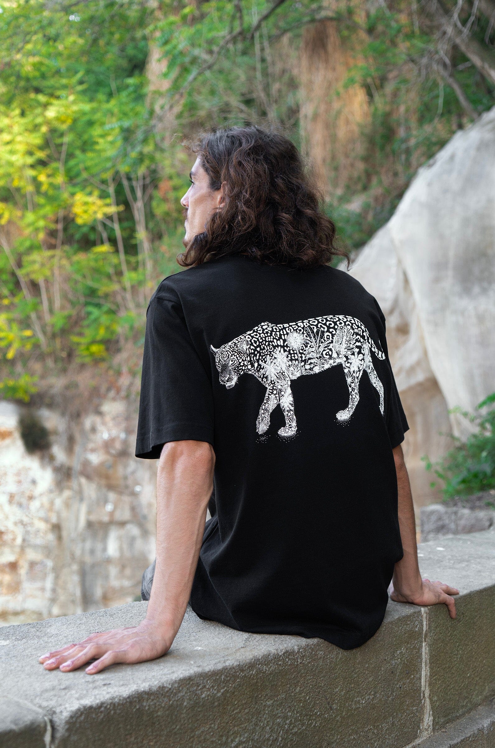 Men's Relaxed T-Shirt | Jungle x Embroidered Wolf