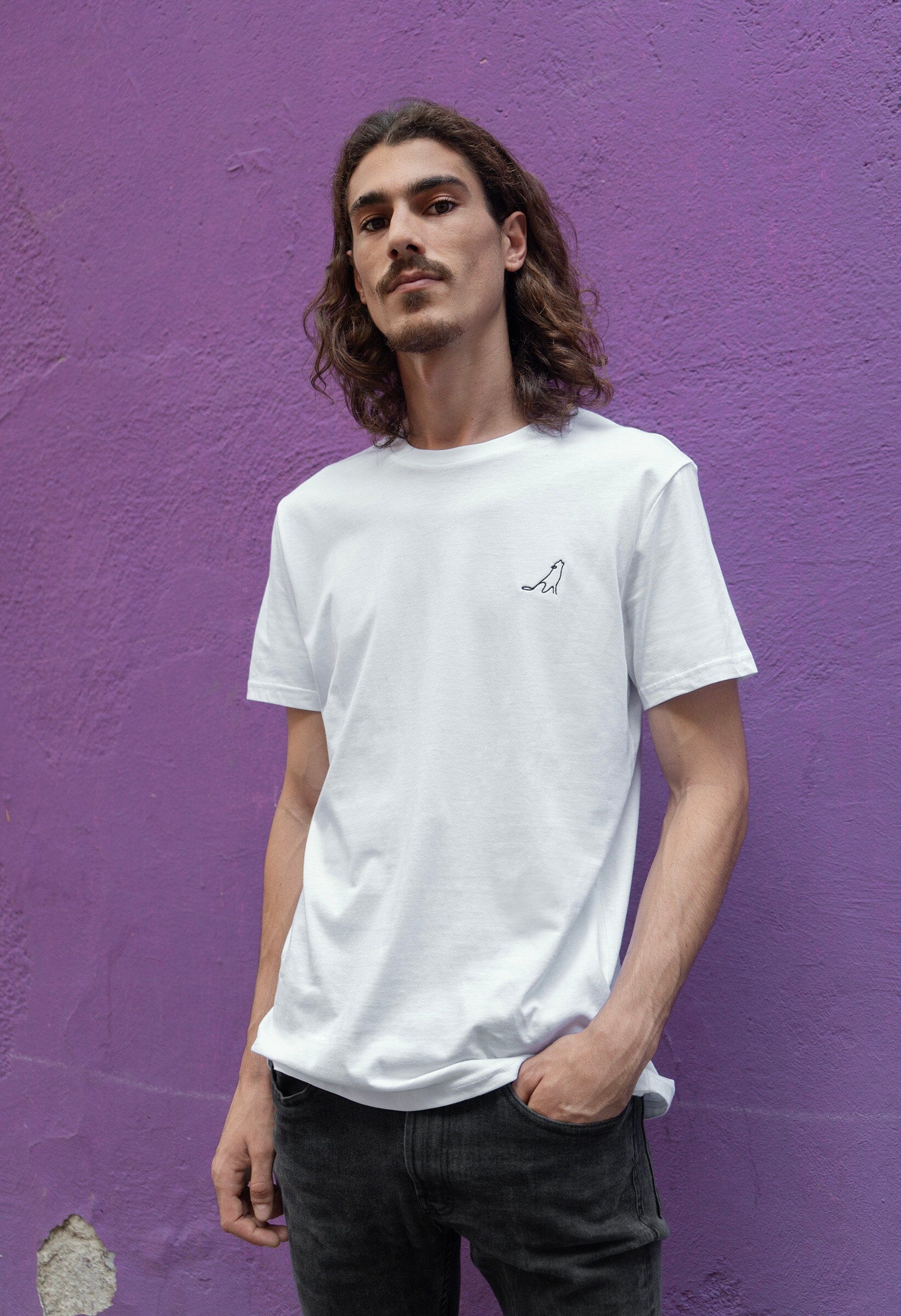 Men's T-Shirt | Into The Wilderness x Embroidered Wolf