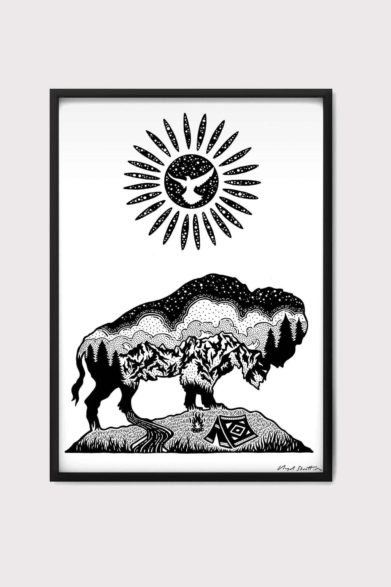 The Bison & The Sun Fine Art Print