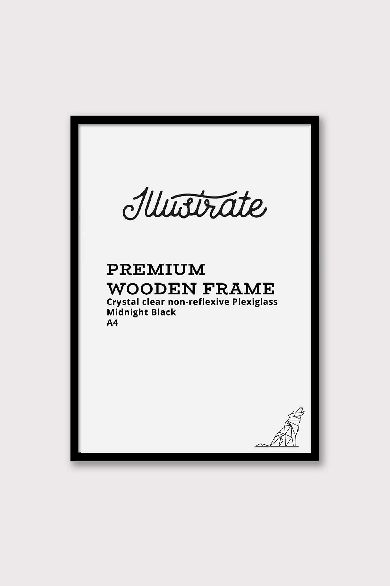 Midnight Black Premium A4 Wooden Frame