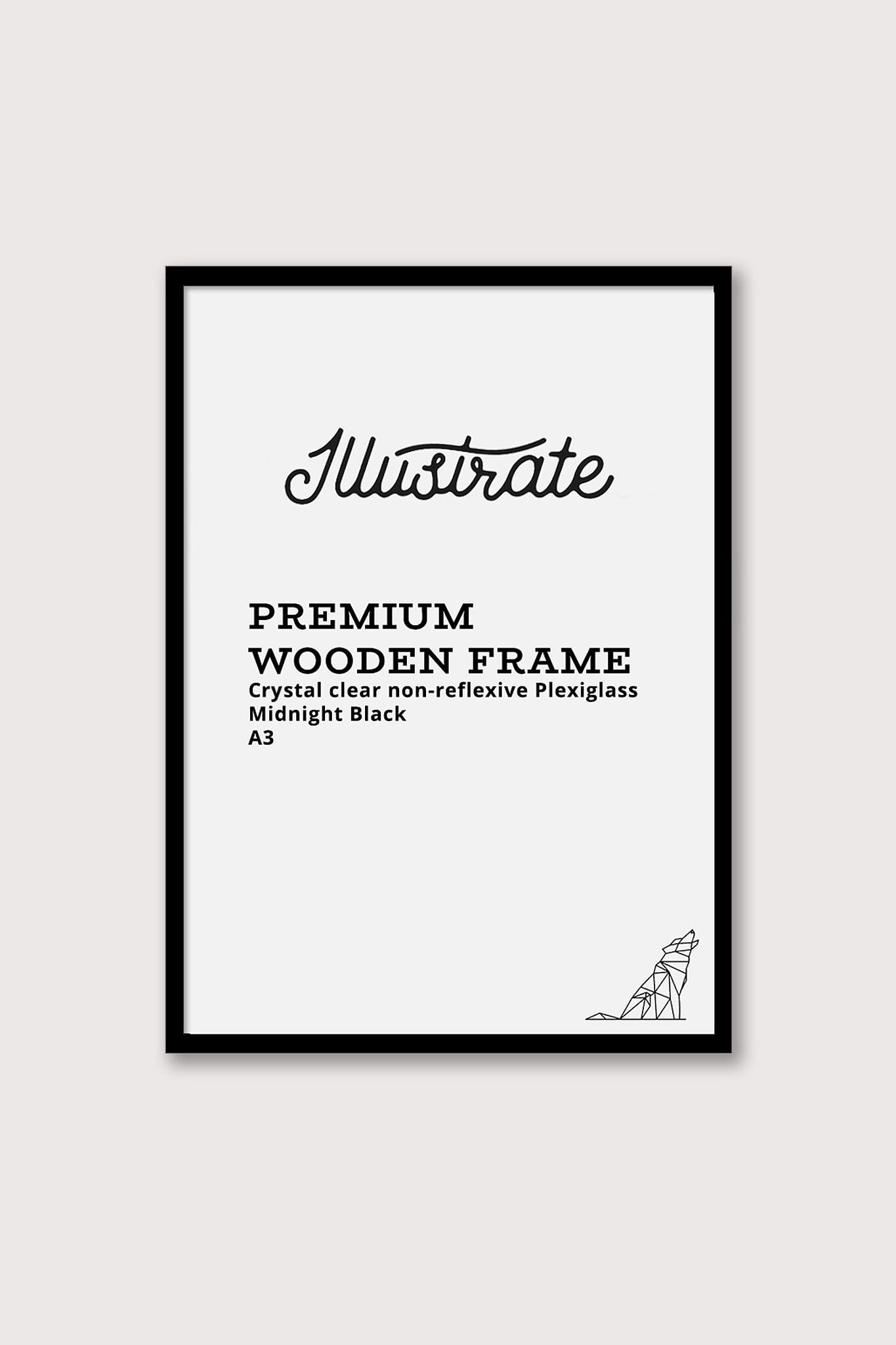 Midnight Black Premium A3 Wooden Frame