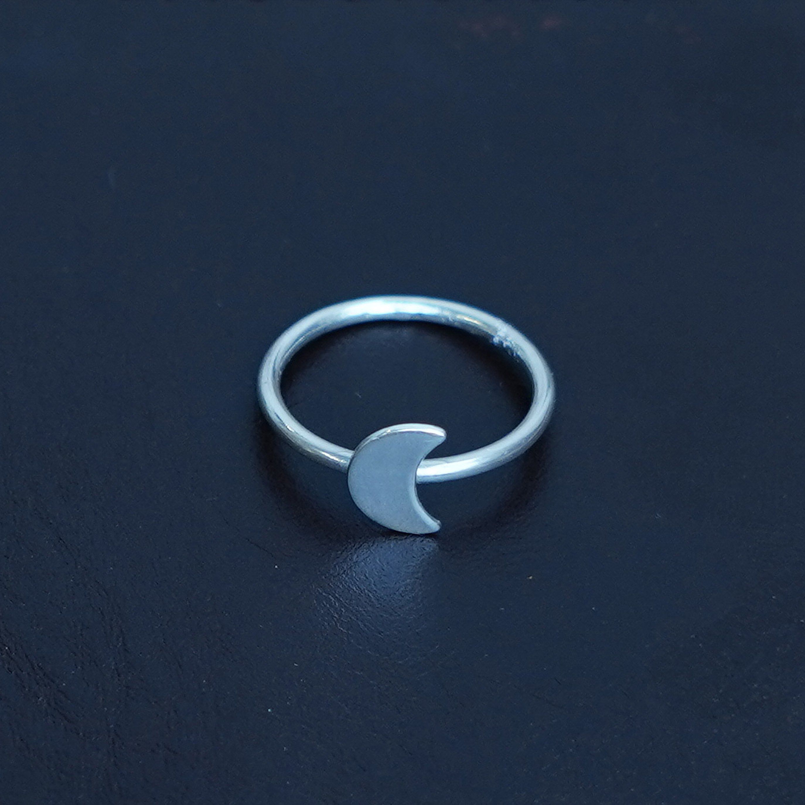 Silver Crescent Moon Ring