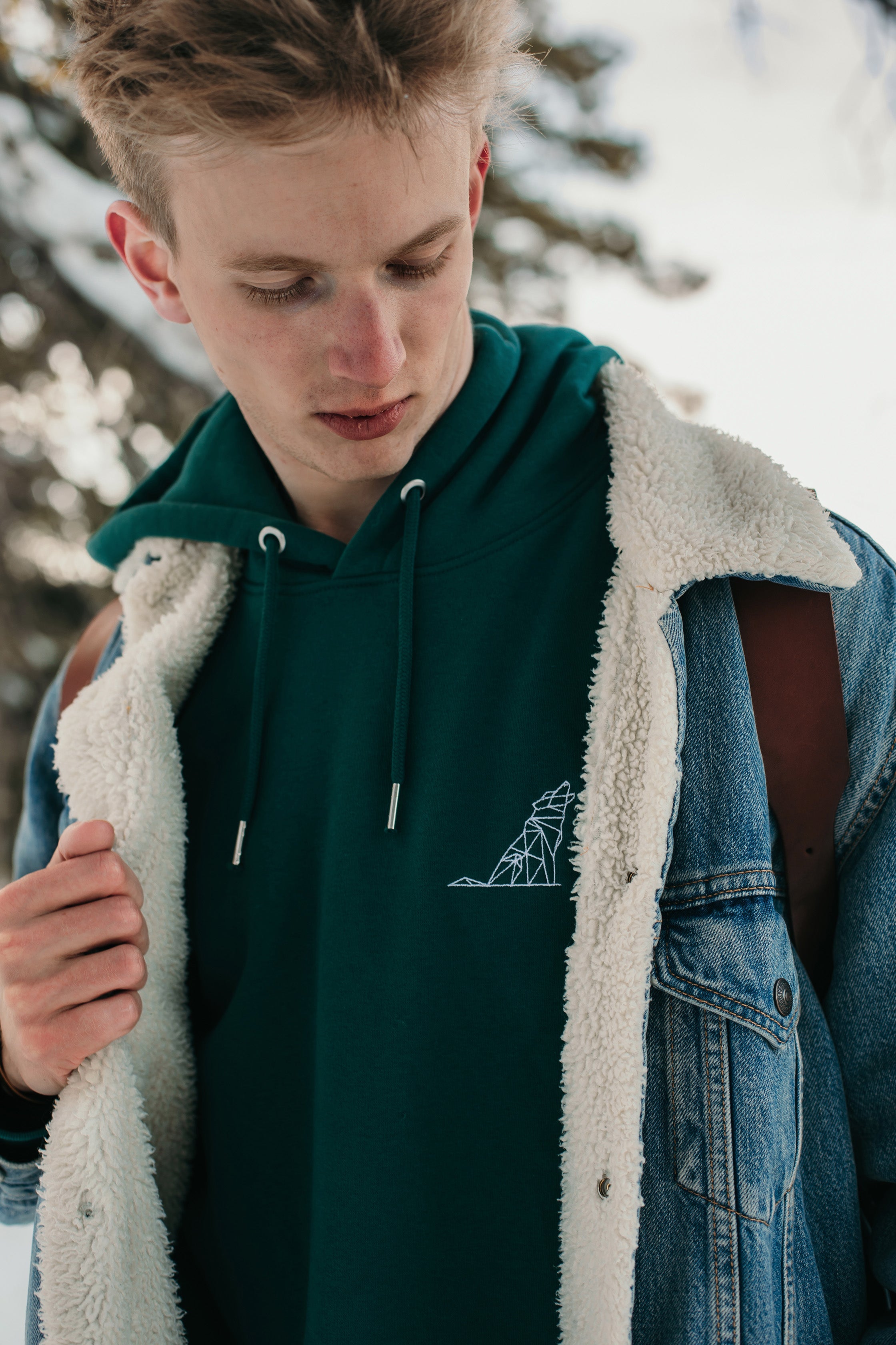 Men's Hoodie | Embroidered Wolf