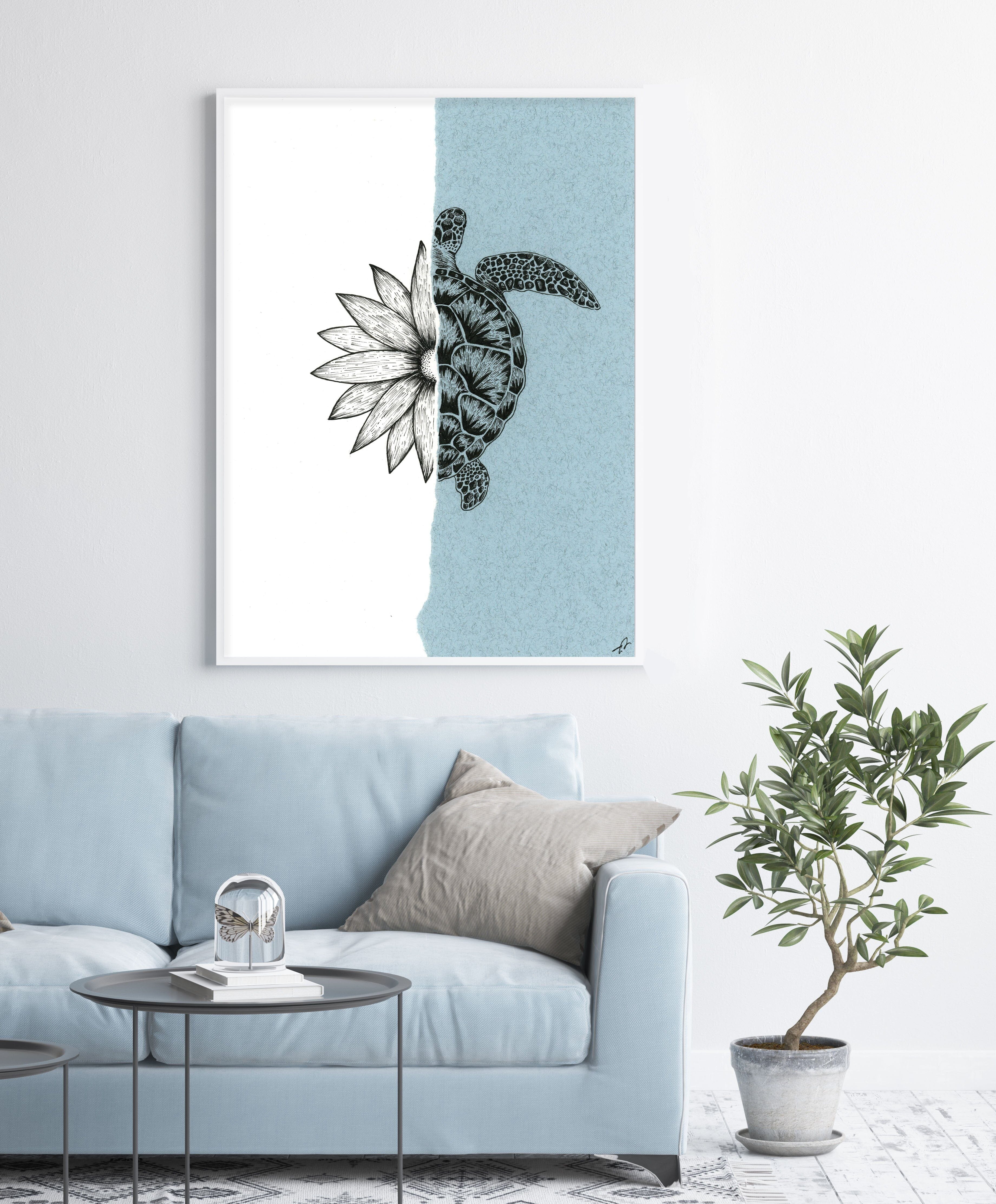 Sea Turtle Flower Fine Art Print