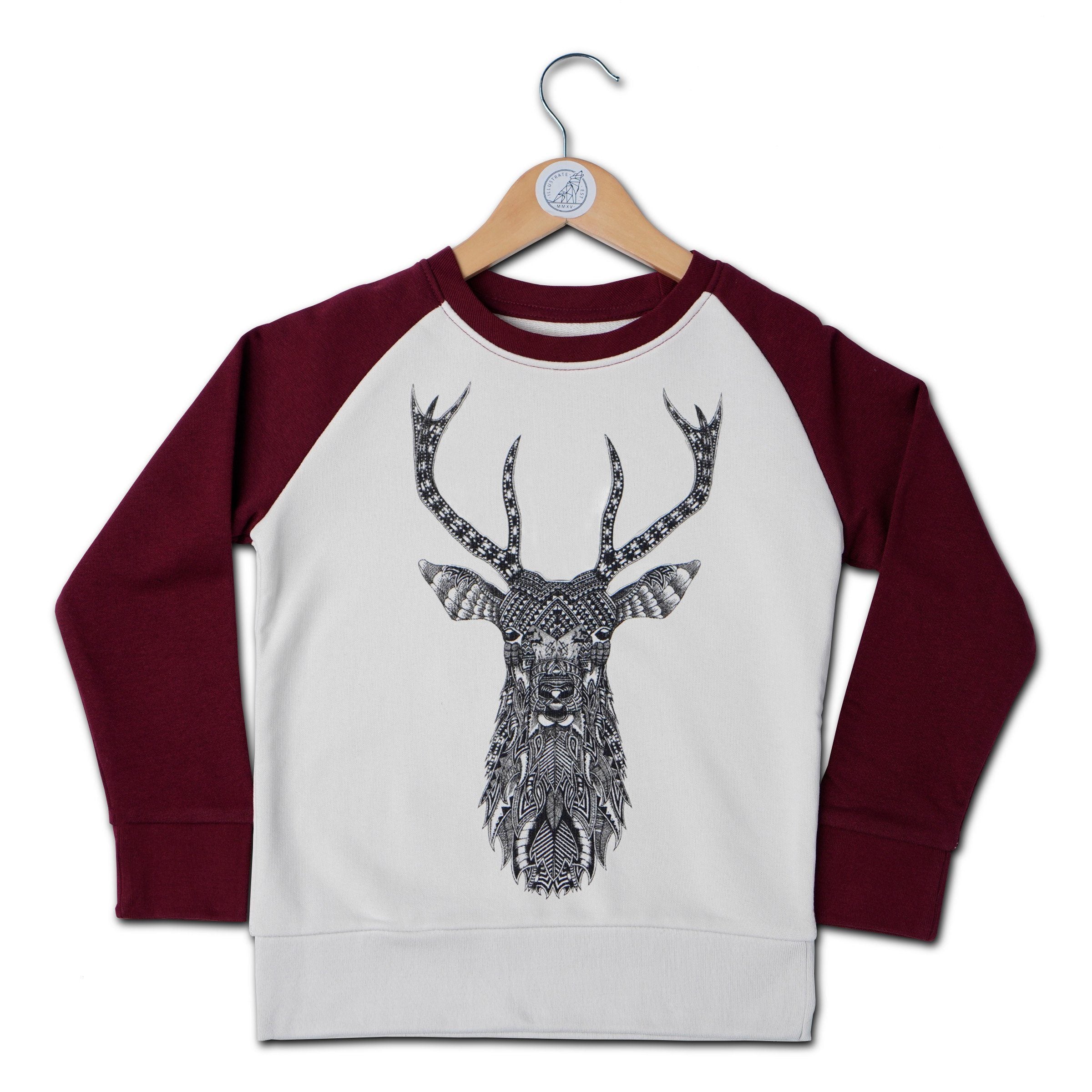 The Stag Contrast Raglan Kids Sweat